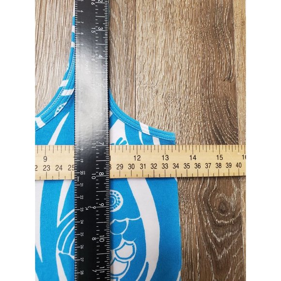 Lilly Pulitzer Women's Small Tank Blue White Fish Pattern Stretch Lightweight - Picture 6 of 11